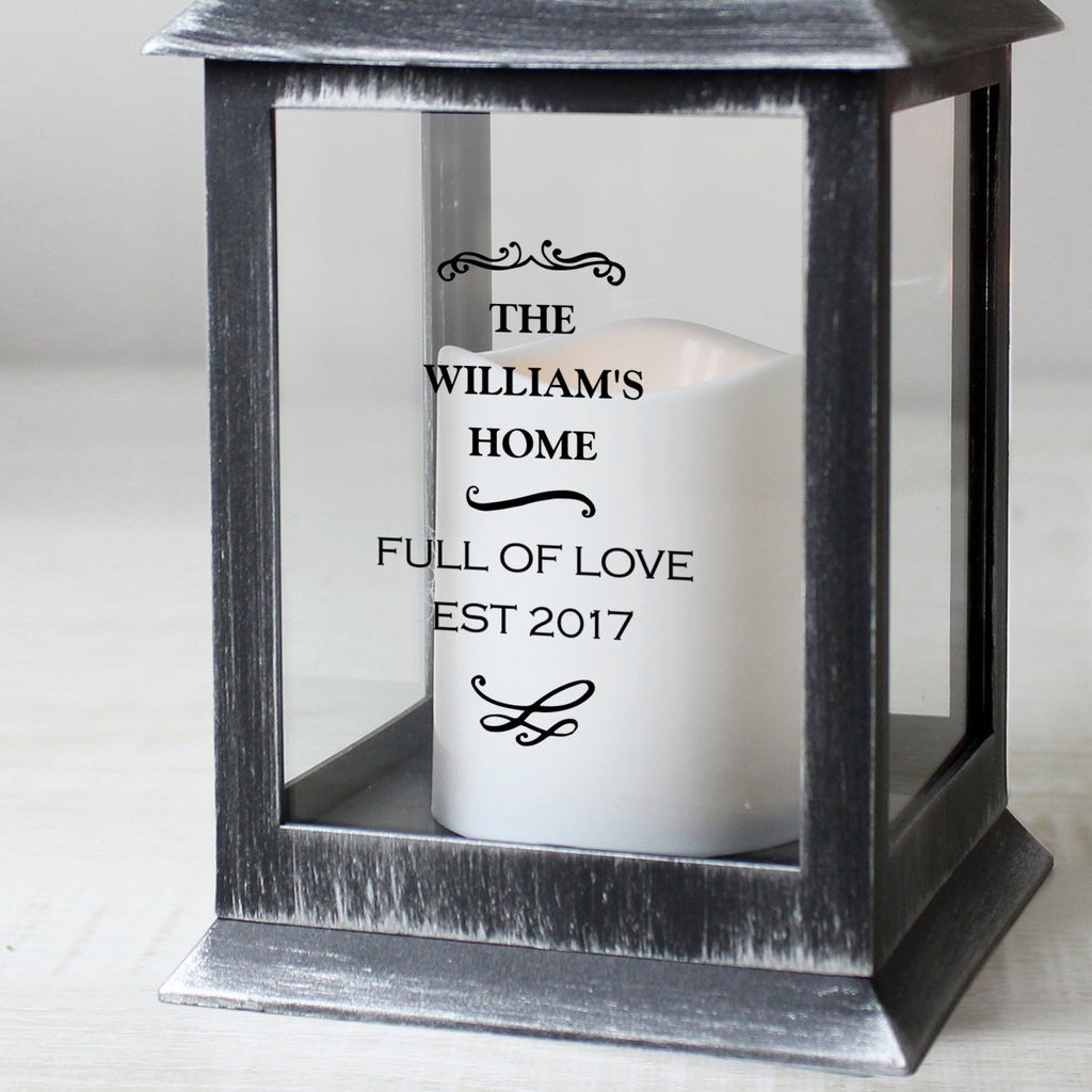 Personalised Antique Scroll Rustic Black Lantern - Engraved Memories