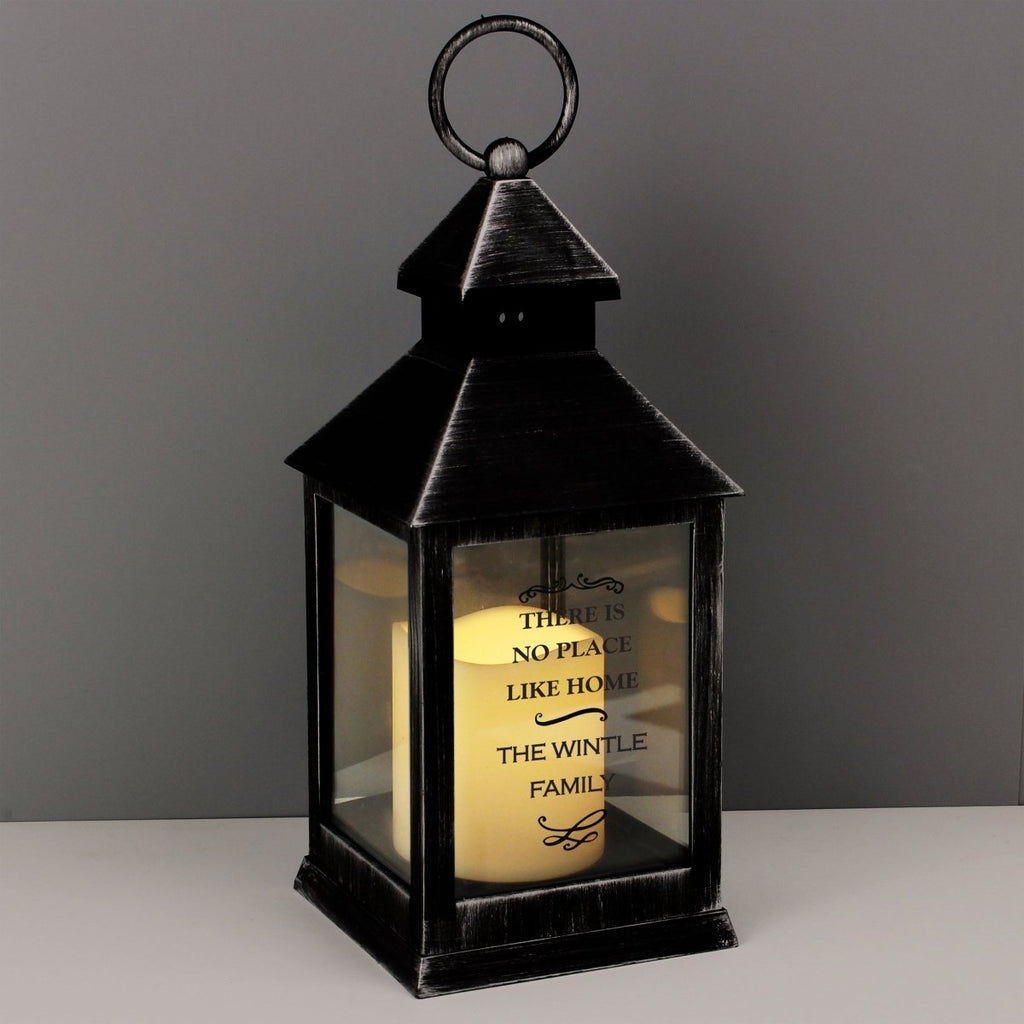 Personalised Antique Scroll Rustic Black Lantern - Engraved Memories