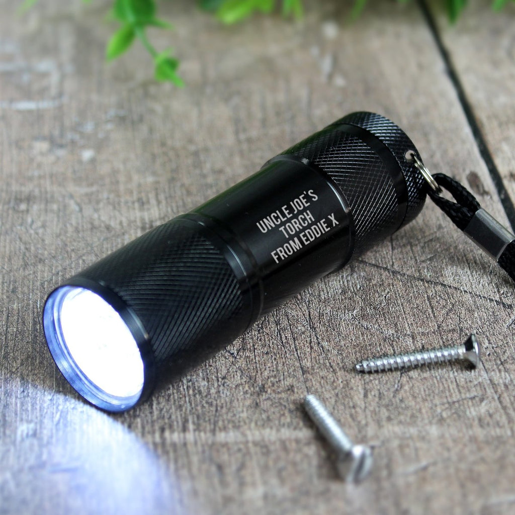 Personalised Any Text Mini LED Light Torch, Father's day Gift for Men - Engraved Memories