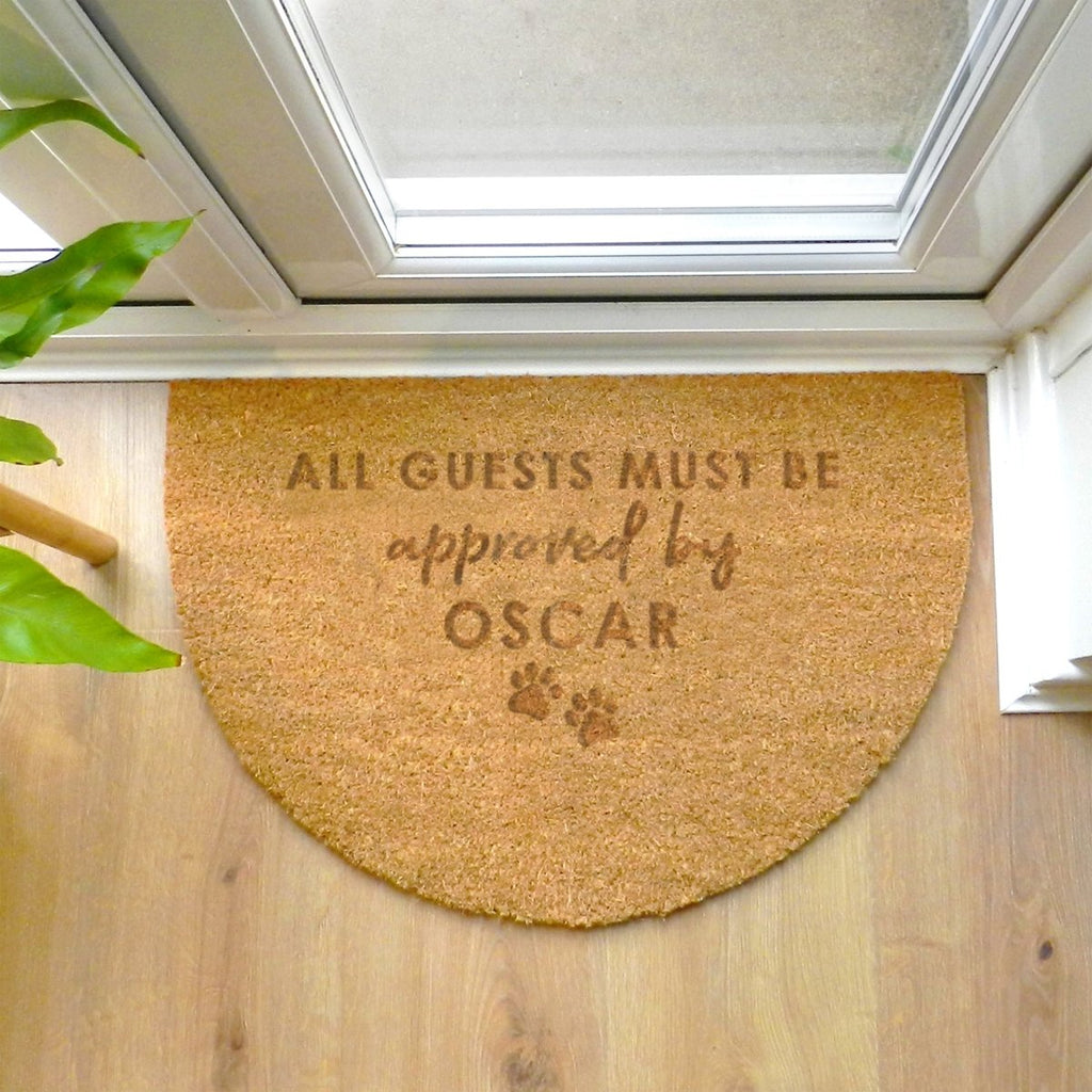 Personalised Approved By The Pet Half Moon Indoor Doormat - Engraved Memories