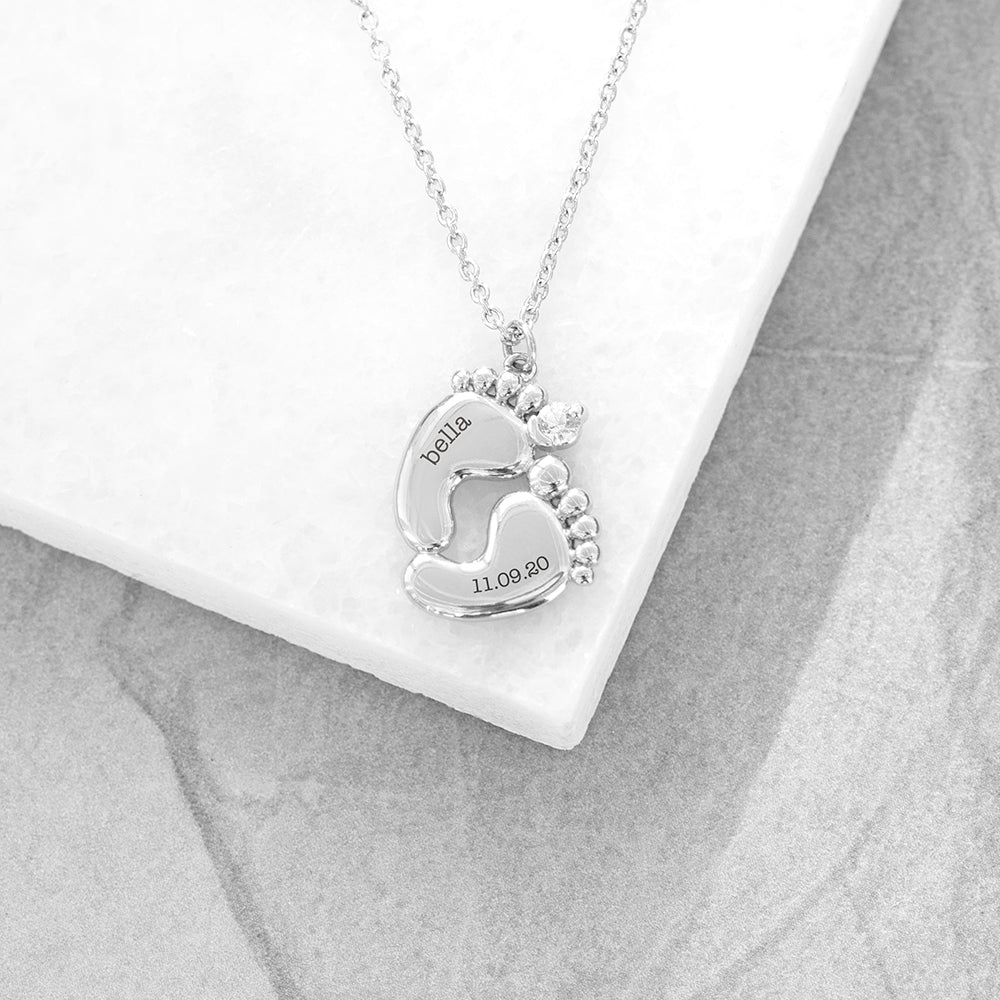 Personalised Baby Feet Necklace - Engraved Memories
