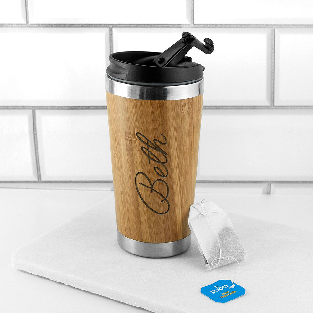 Personalised Bamboo Travel Mug - Engraved Memories