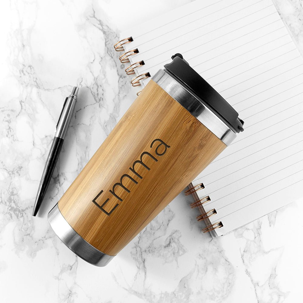 Personalised Bamboo Travel Mug - Engraved Memories