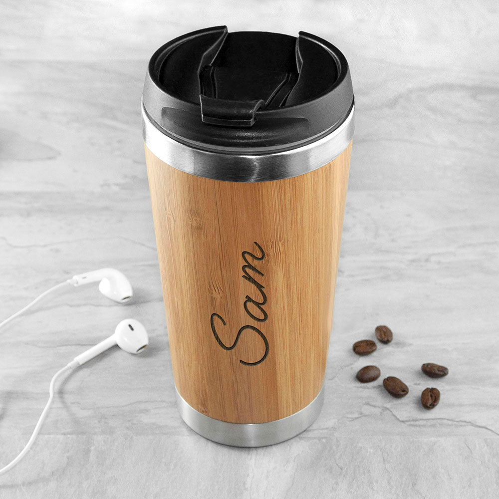 Personalised Bamboo Travel Mug - Engraved Memories