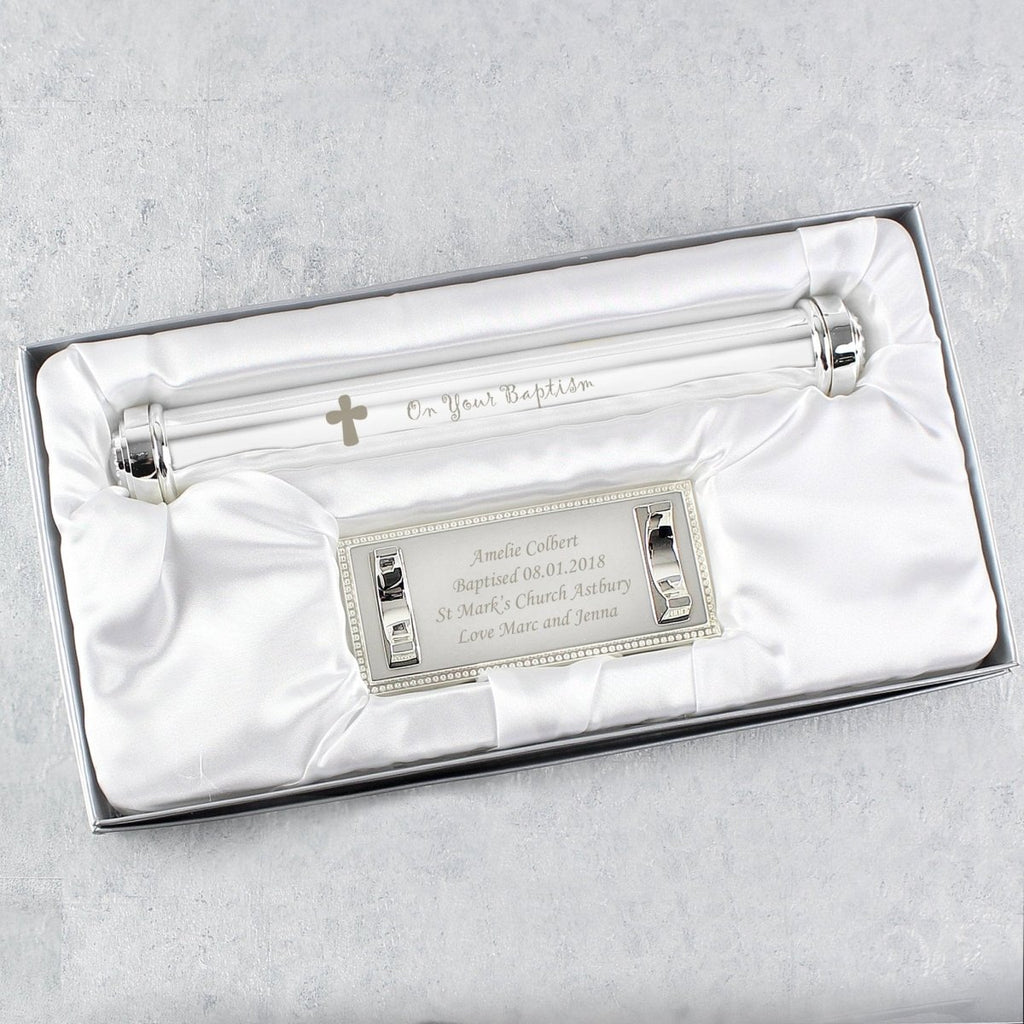 Personalised Baptism Silver Plated Certificate Holder - Engraved Memories