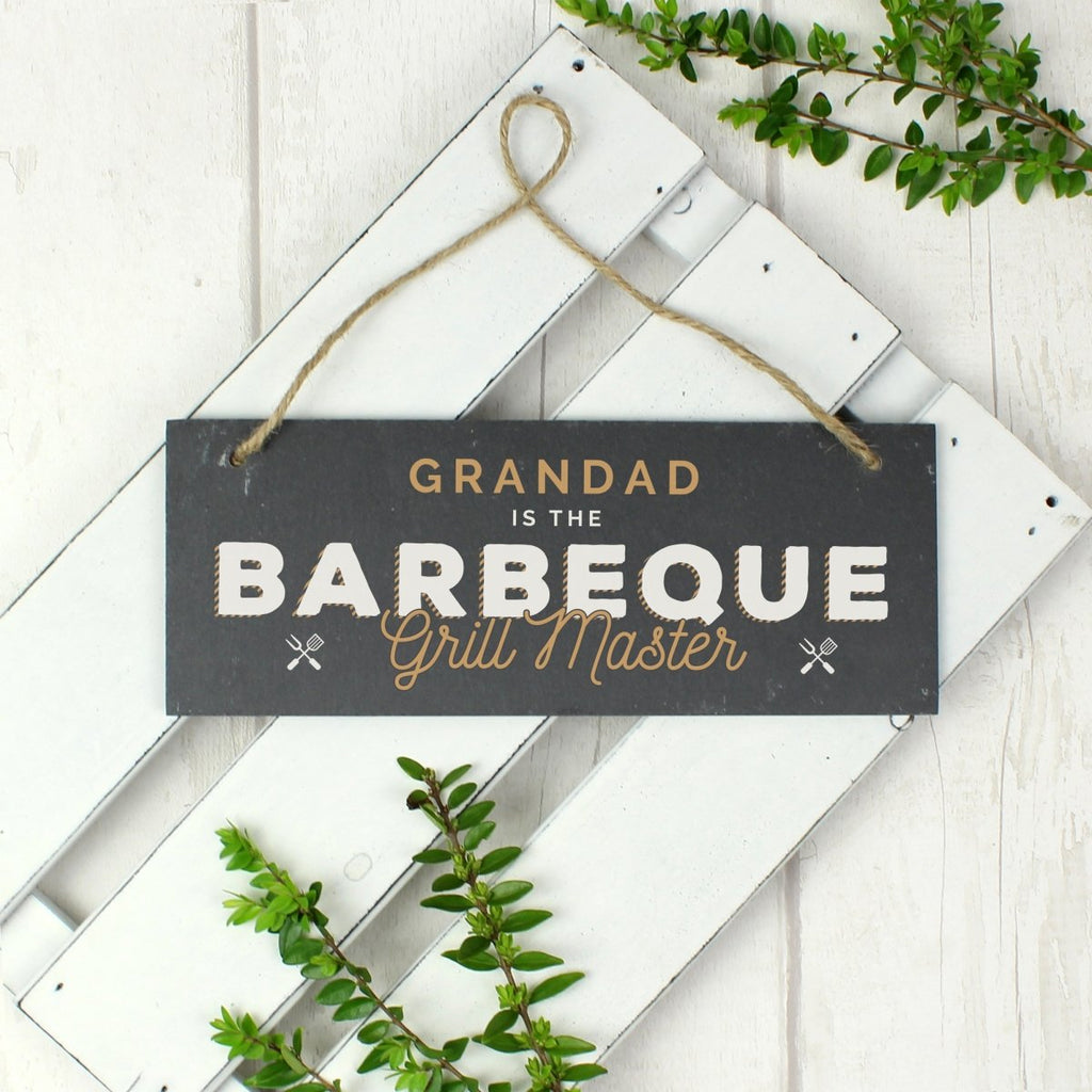 Personalised ""Barbeque Grill Master"" Printed Hanging Slate Plaque, Father's day Gift for Men - Engraved Memories