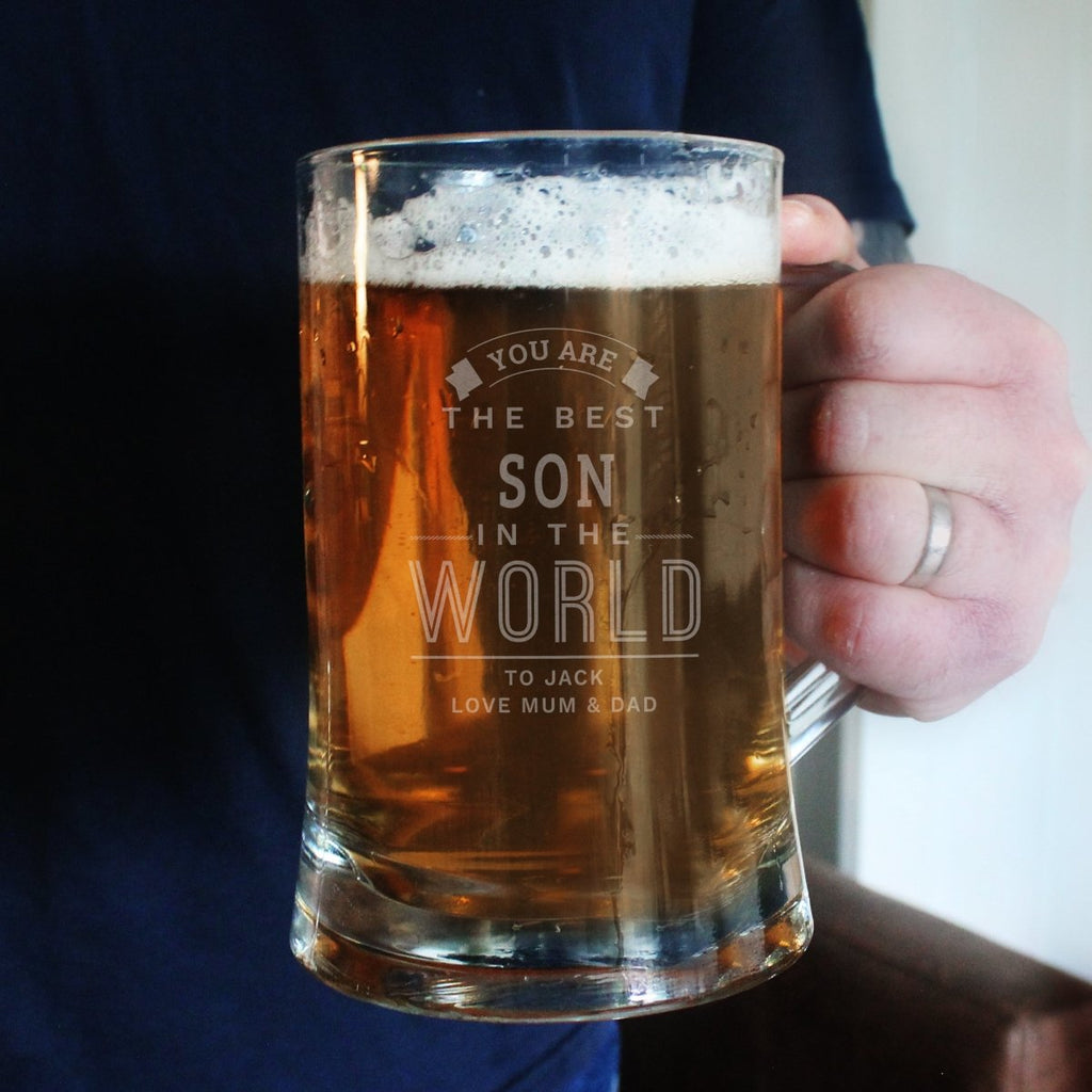 Personalised Best in The World Pint Stern Tankard, Father's day Gift for Men - Engraved Memories