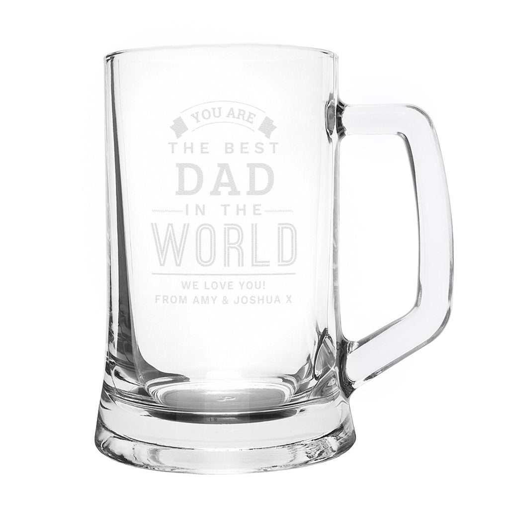 Personalised Best in The World Pint Stern Tankard, Father's day Gift for Men - Engraved Memories