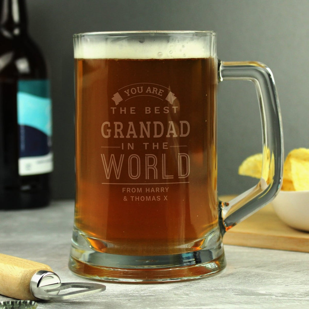 Personalised Best in The World Pint Stern Tankard, Father's day Gift for Men - Engraved Memories