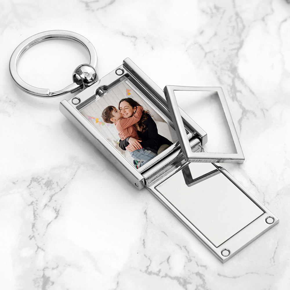 Personalised Birth Flower Frame Keyring - Engraved Memories