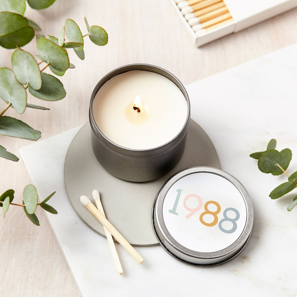 Personalised Birth Year Soy Candle - Engraved Memories