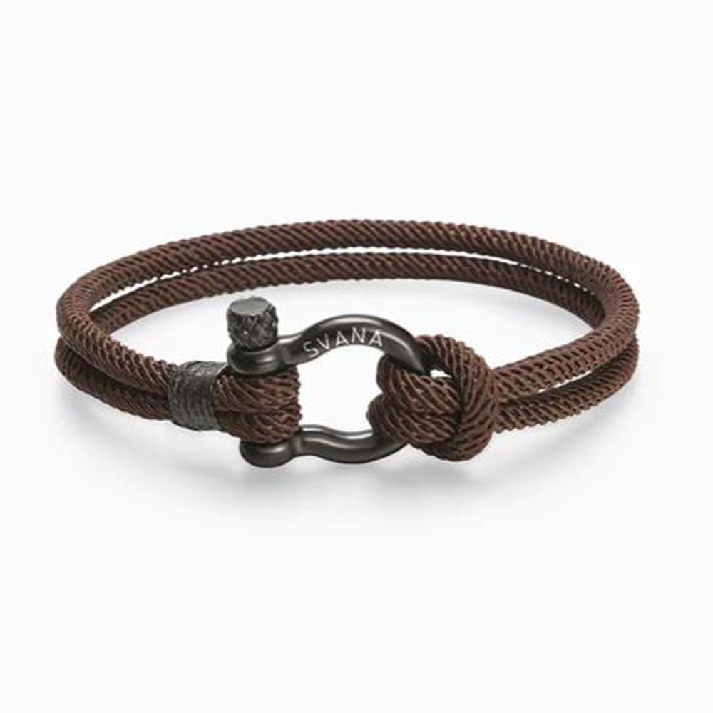 Personalised Black Titanium Steel U Shape Survival Bracelet, Outdoor Camping Shackle Rope Bracelet For Men - Engraved Memories