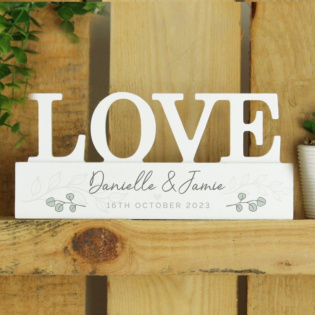 Personalised Botanical Wooden LOVE Memorial Ornament - Engraved Memories