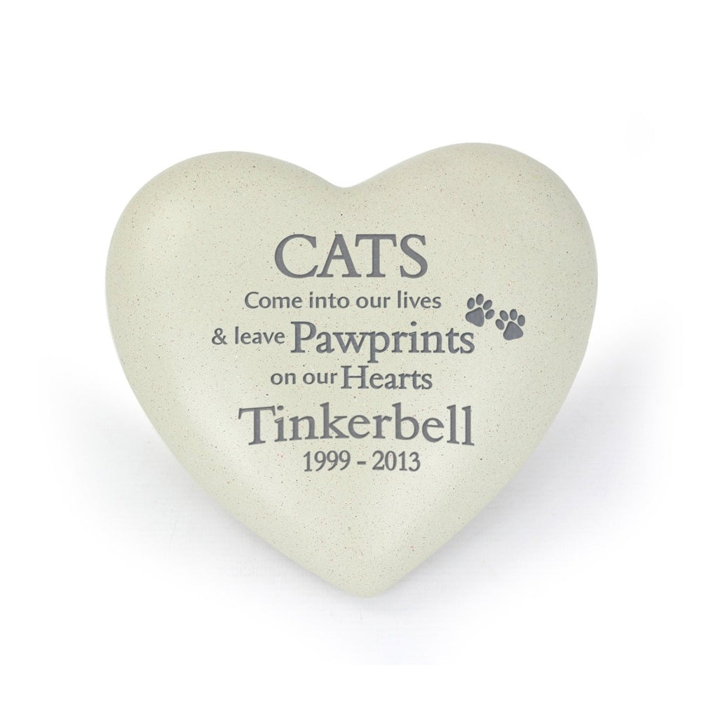 Personalised Cat Pawprints Heart Pet Memorial - Engraved Memories