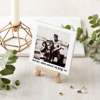 Personalised Ceramic Photo and Mini Easel - Engraved Memories