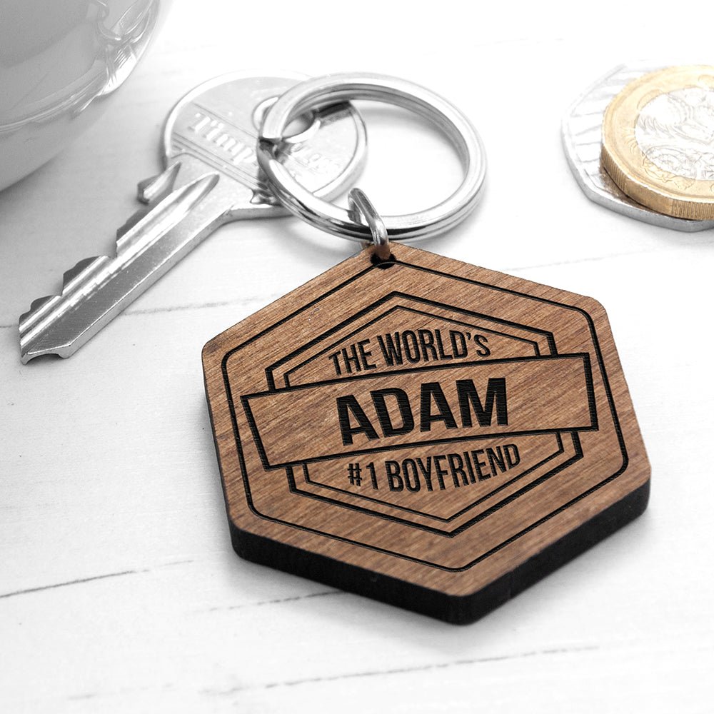 Engraved Keyring - Personalised Walnut Wood by Treat Republic ...