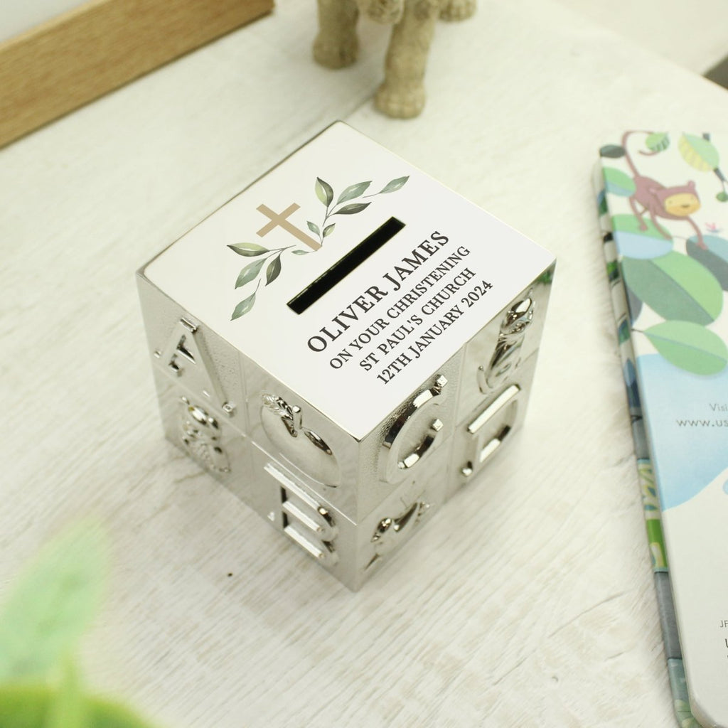 Personalised Christening ABC Money Box - Engraved Memories