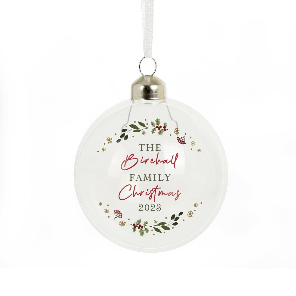 Personalised Christmas Glass Bauble - Engraved Memories