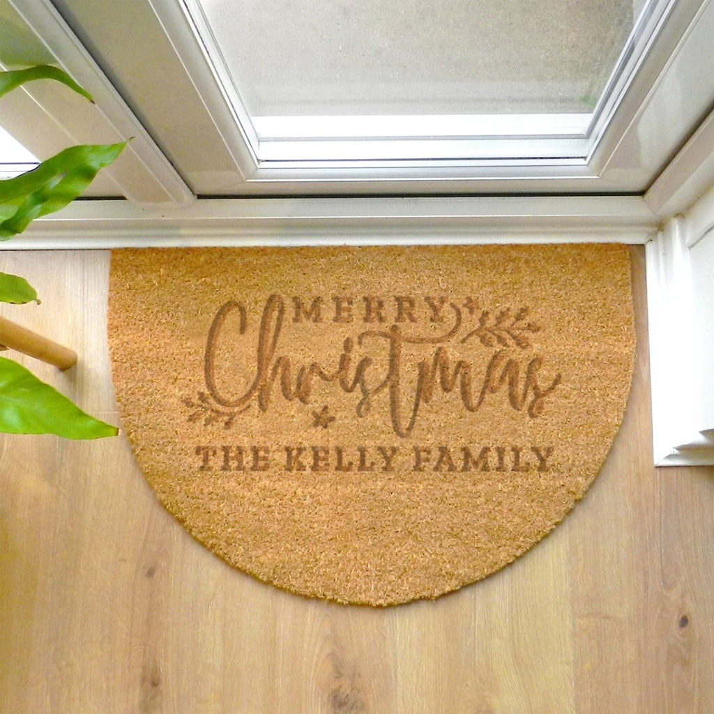 Personalised Christmas Half Moon Indoor Doormat - Engraved Memories