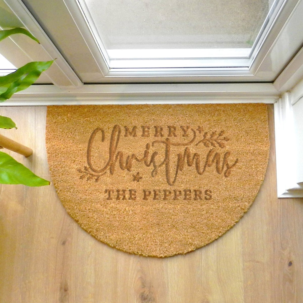 Personalised Christmas Half Moon Indoor Doormat - Engraved Memories