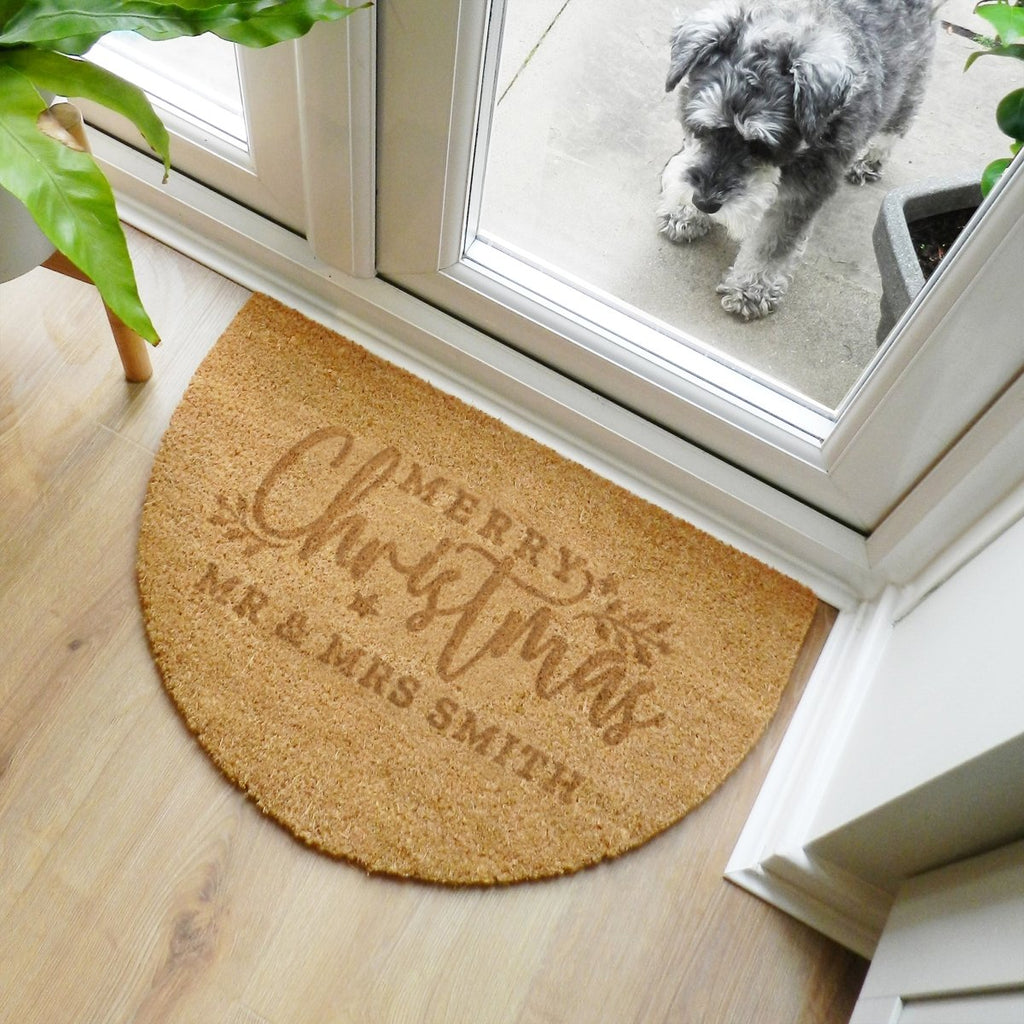 Personalised Christmas Half Moon Indoor Doormat - Engraved Memories