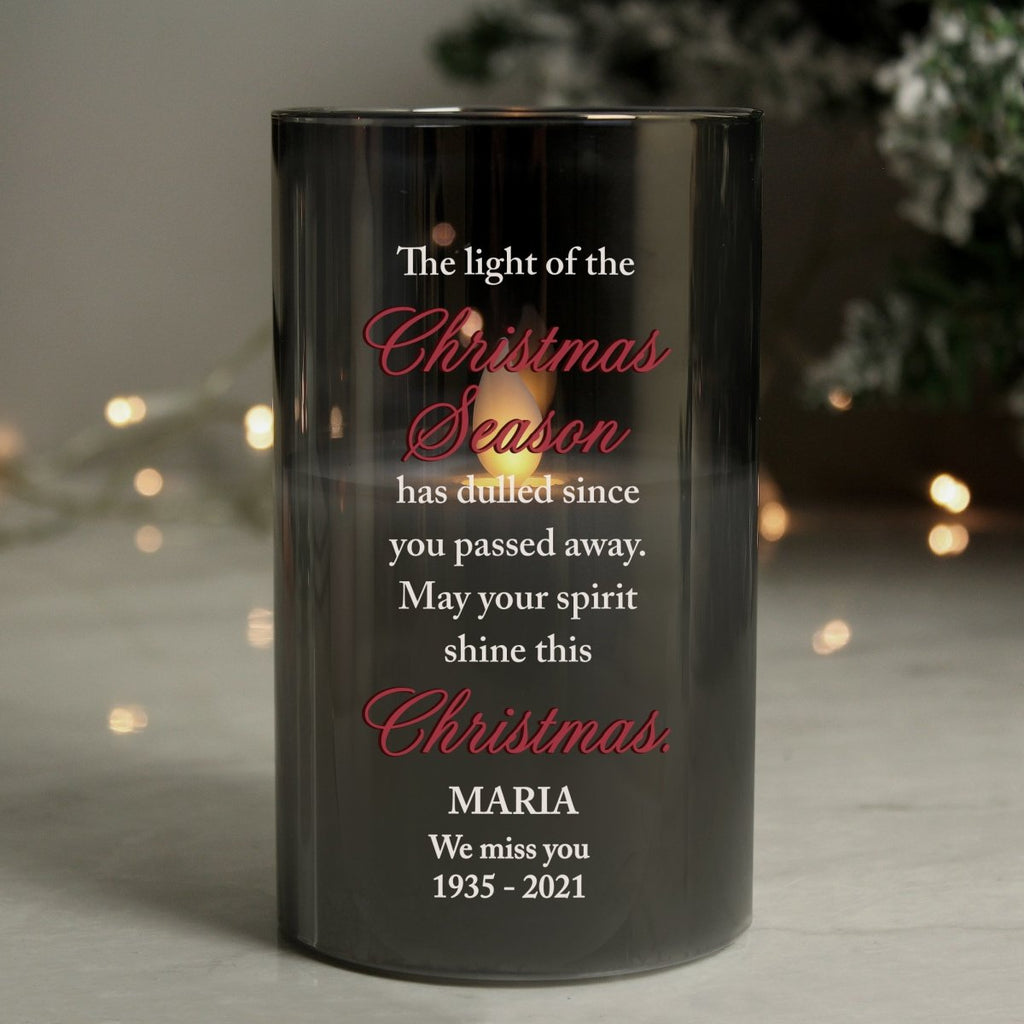 Personalised Christmas Season Memorial Smoked LED Candle - Engraved Memories