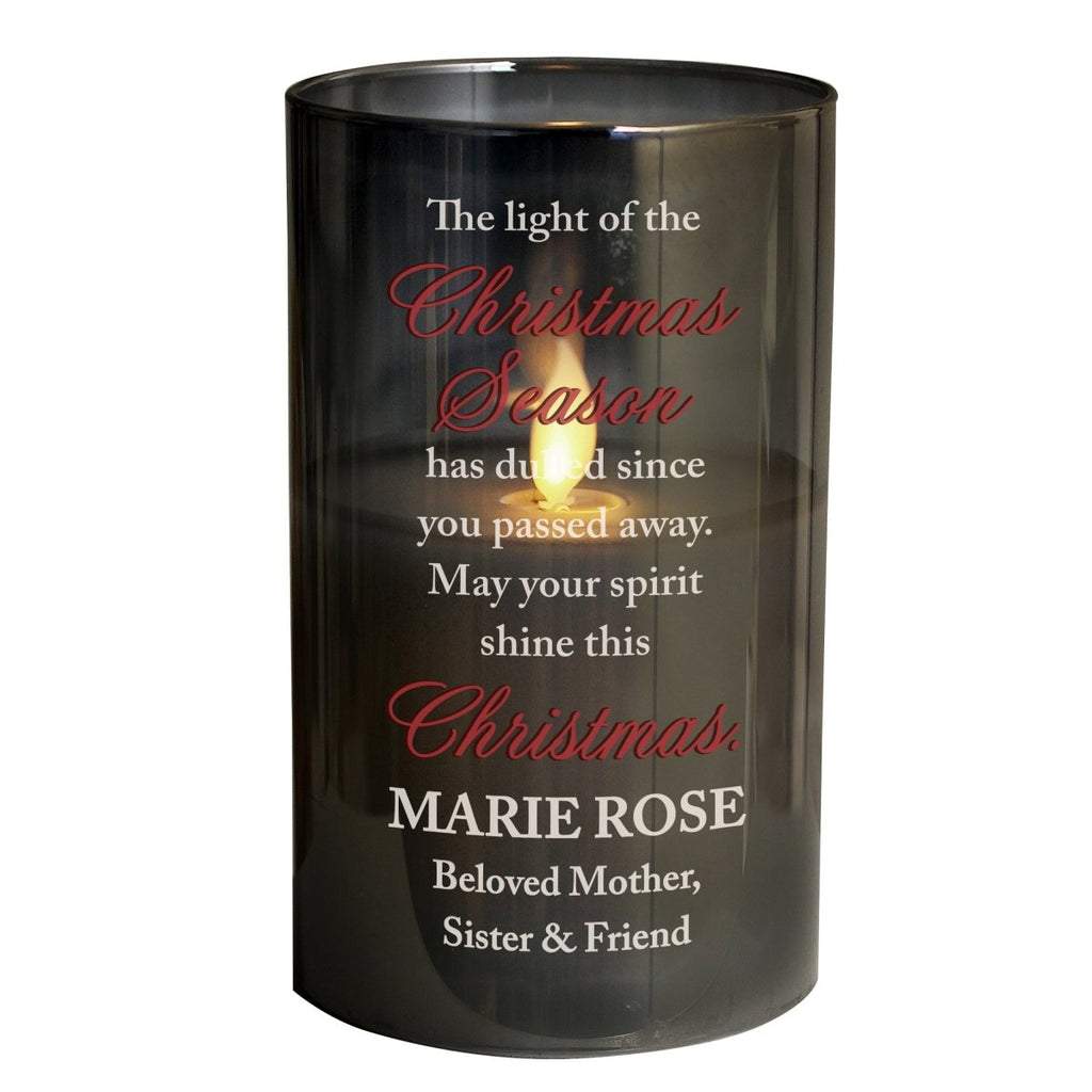 Personalised Christmas Season Memorial Smoked LED Candle - Engraved Memories
