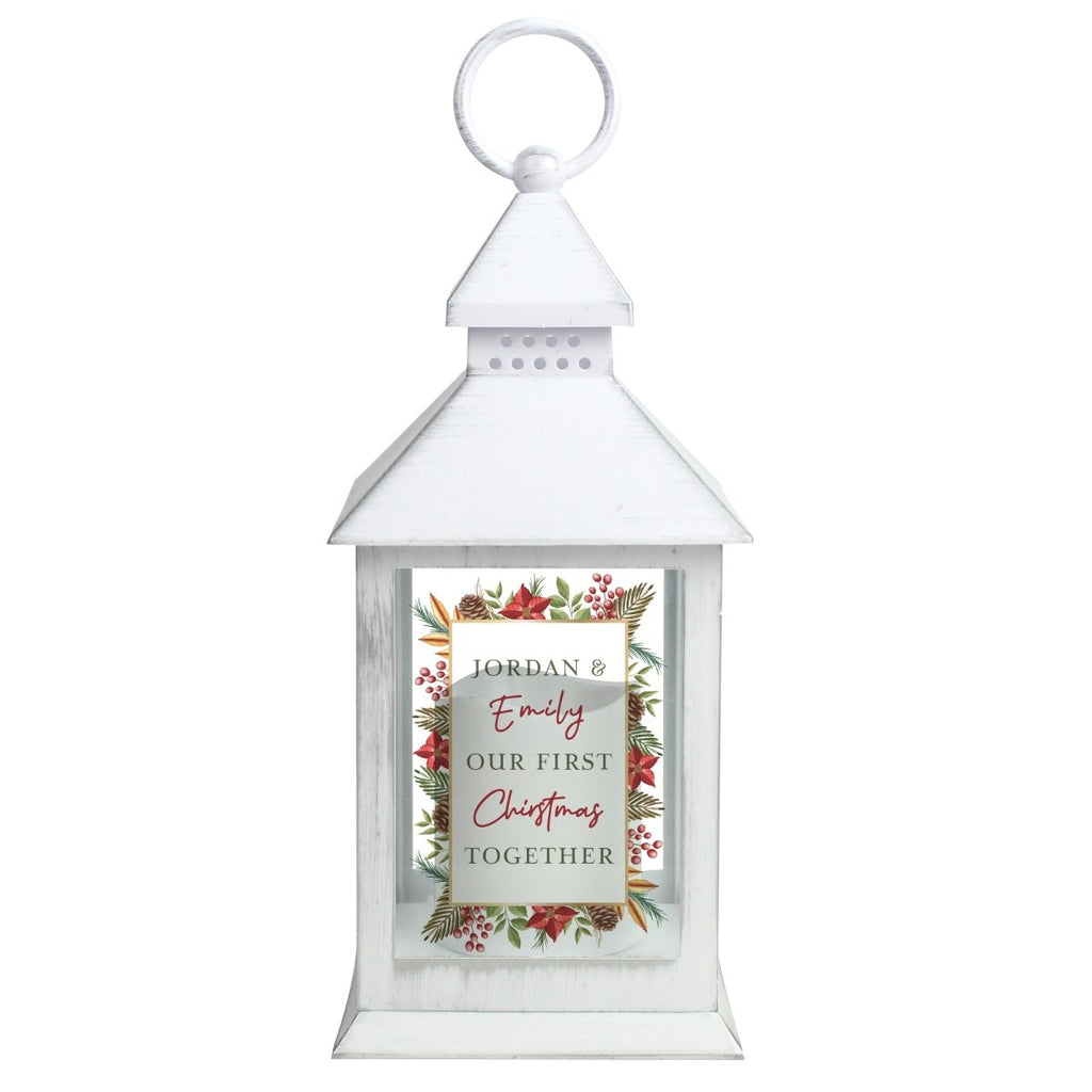 Personalised Christmas White LED Lantern - Engraved Memories