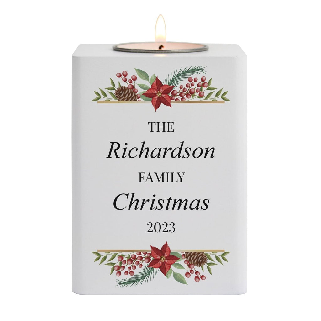 Personalised Christmas Wooden Tealight Holder - Engraved Memories