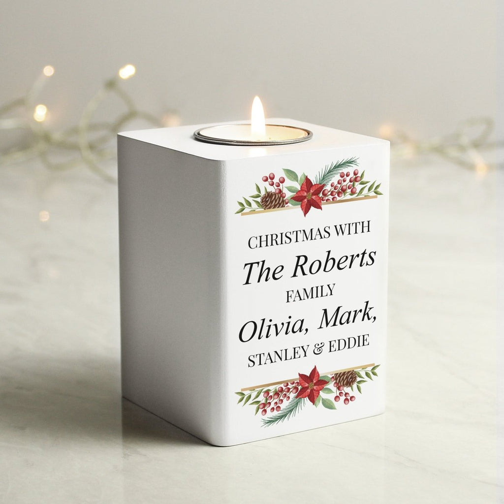 Personalised Christmas Wooden Tealight Holder - Engraved Memories