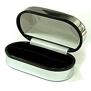 Personalized chrome cufflink case box, engraved with custom text, perfect for wedding, groom or best man gift, 3.0x3.3x7.8cm.