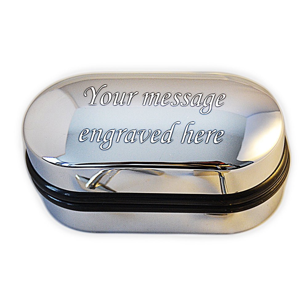 Personalized chrome cufflink case box, engraved with custom text, perfect for wedding, groom or best man gift, 3.0x3.3x7.8cm.