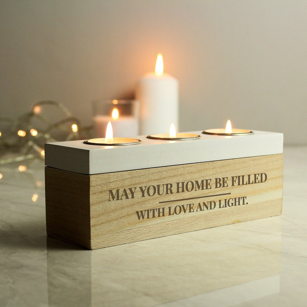 Personalised Classic Triple Tea Light Box - Engraved Memories