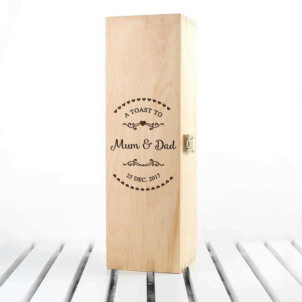 Personalised Couple Name In Heart Frame Wine Box - Engraved Memories