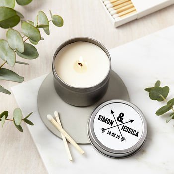 Personalised Couple's Arrows Scented Soy Candle - Engraved Memories