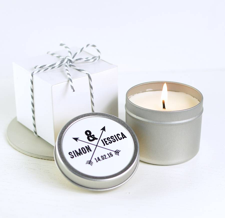 Personalised Couple's Arrows Scented Soy Candle - Engraved Memories