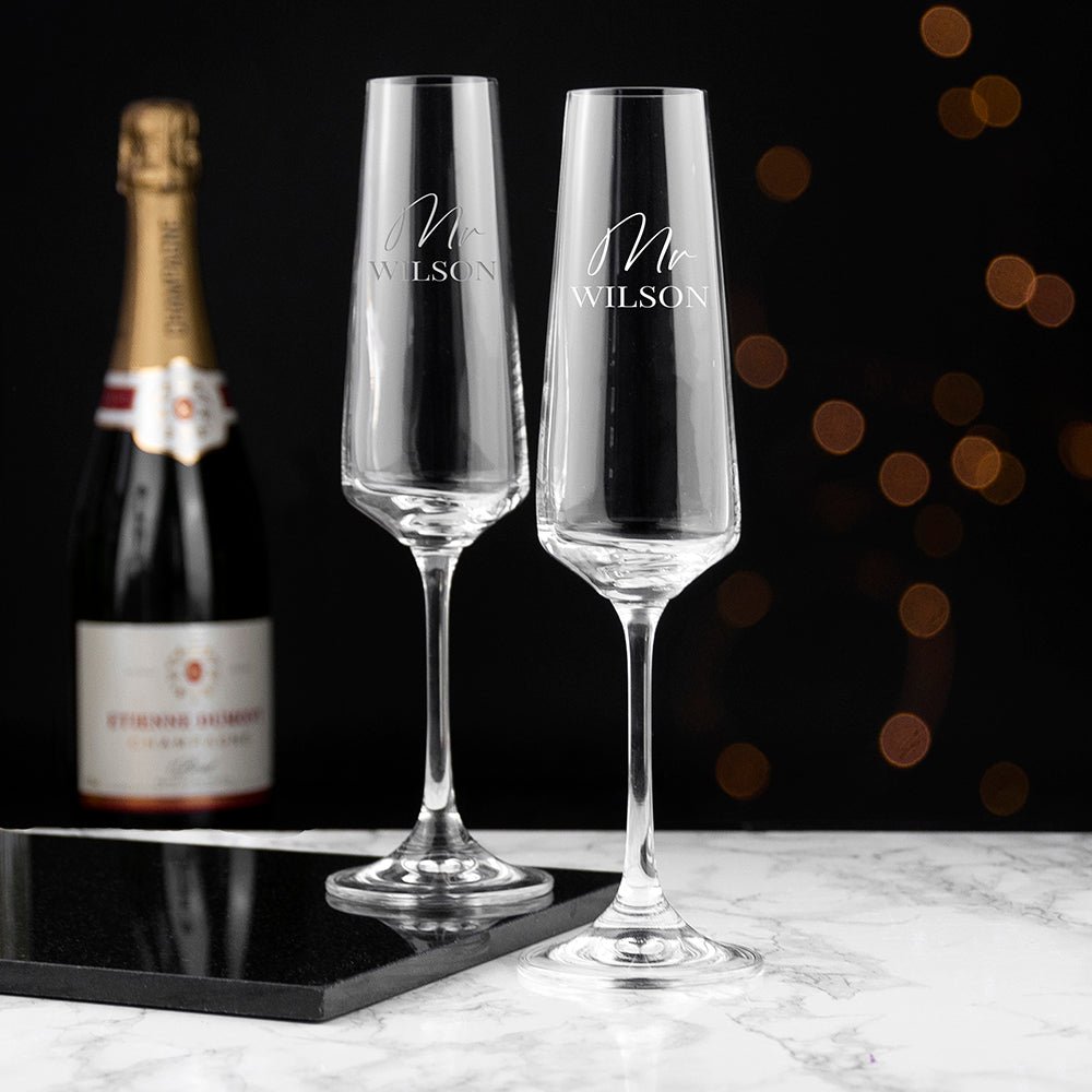 Personalised Couples' Champagne Flute Set - Engraved Memories