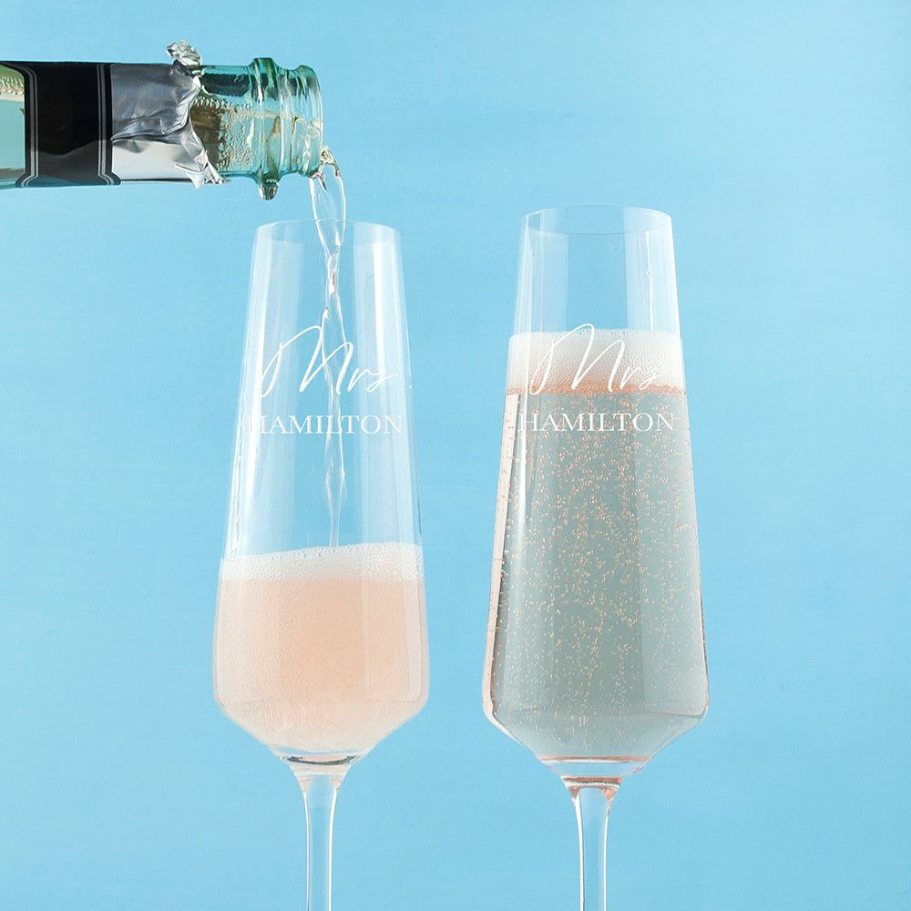 Personalised Couples' Champagne Flute Set - Engraved Memories