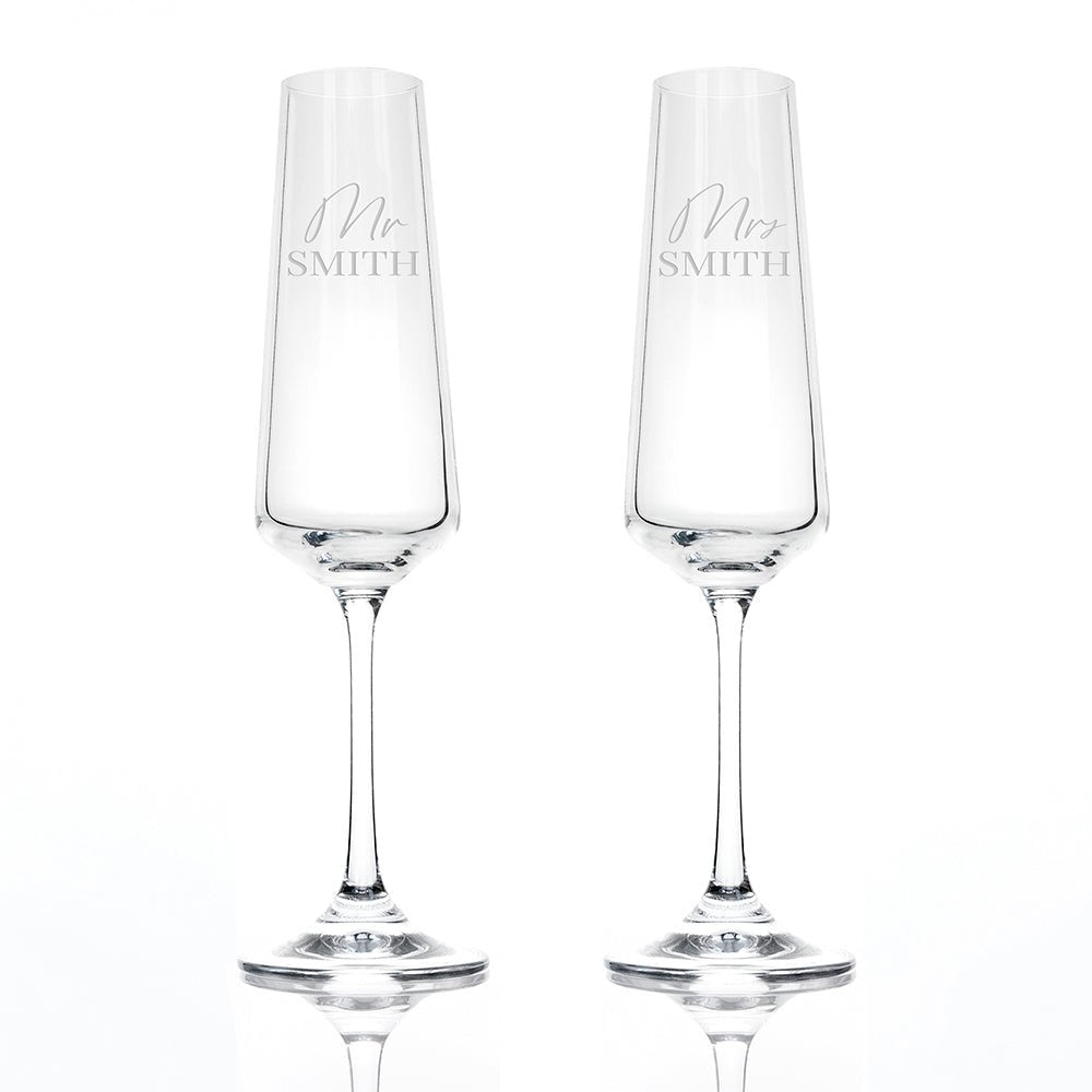 Personalised Couples' Champagne Flute Set - Engraved Memories