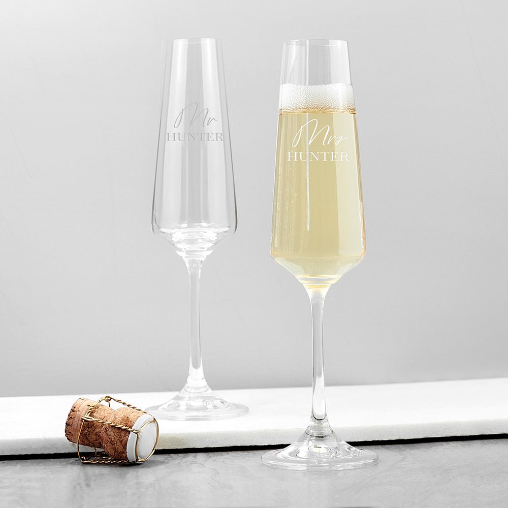 Personalised Couples' Champagne Flute Set - Engraved Memories