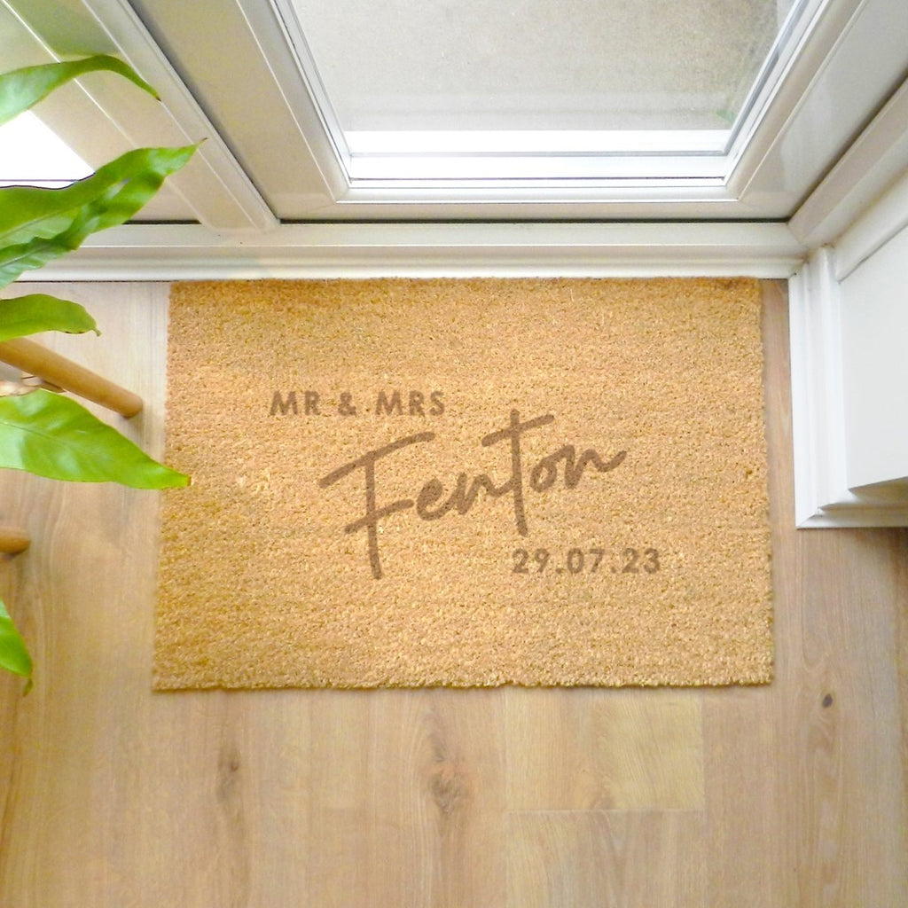 Personalised Couples Rectangle Indoor Doormat - Engraved Memories