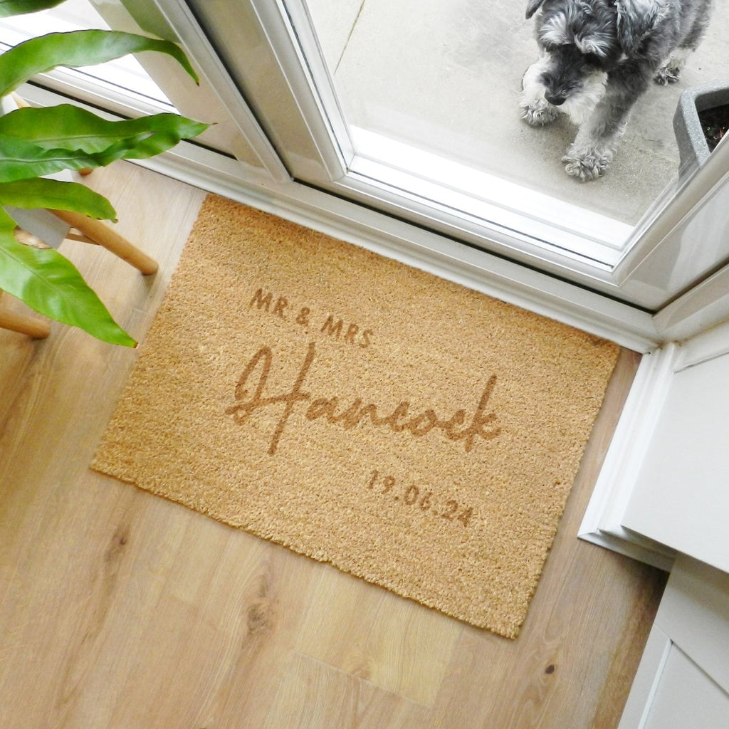 Personalised Couples Rectangle Indoor Doormat - Engraved Memories