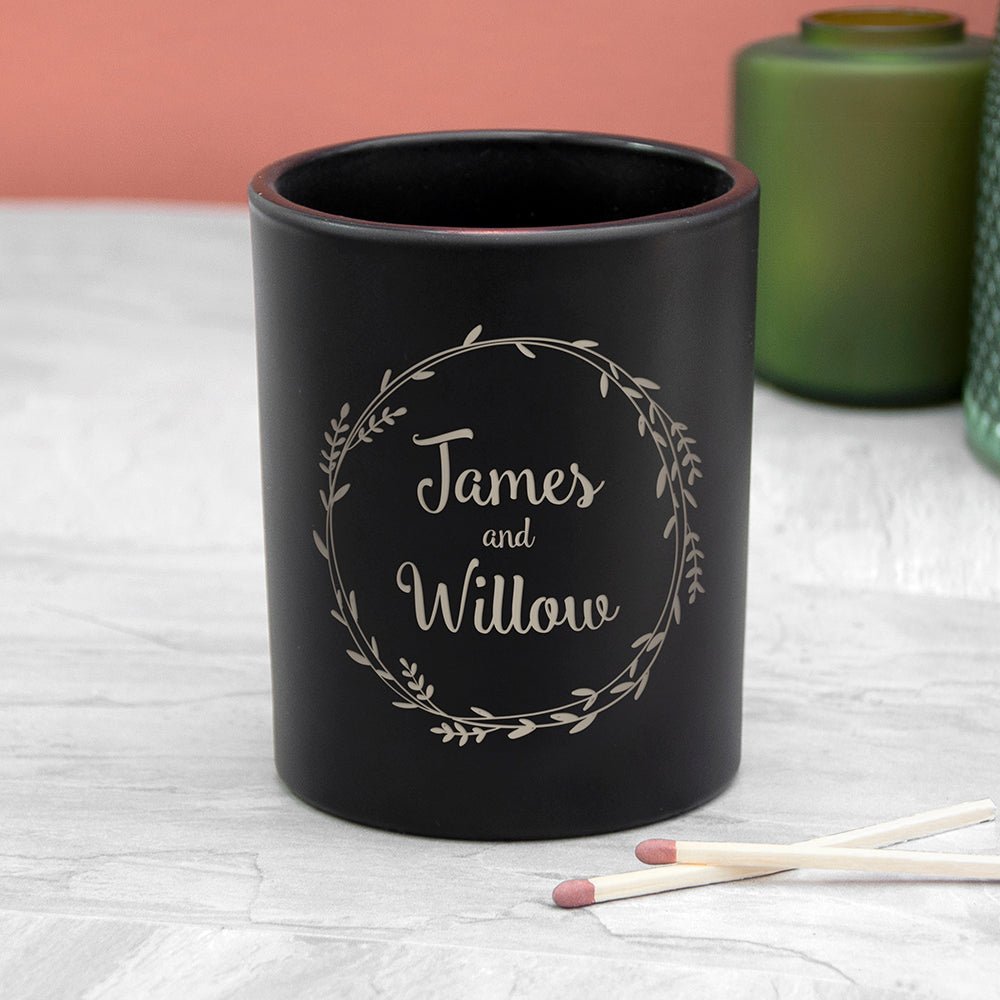 Personalised Couples Wreath Candle Holder - Engraved Memories