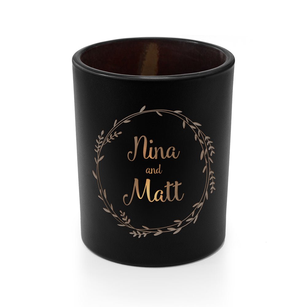 Personalised Couples Wreath Candle Holder - Engraved Memories