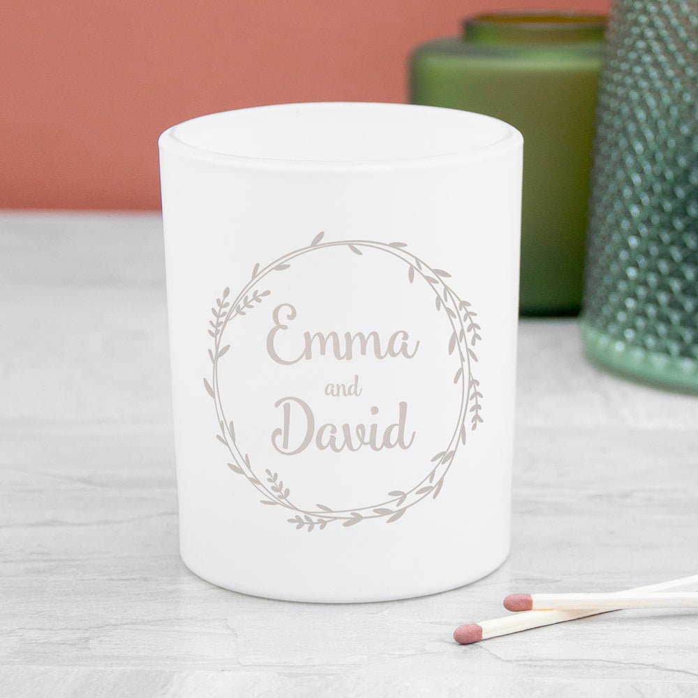 Personalised Couples Wreath Candle Holder - Engraved Memories