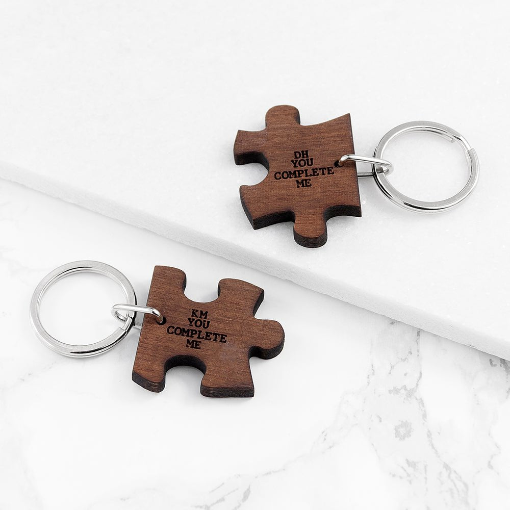 Personalised Couples You Complete Me Jigsaw Keyrings Set of Two - Engraved Memories