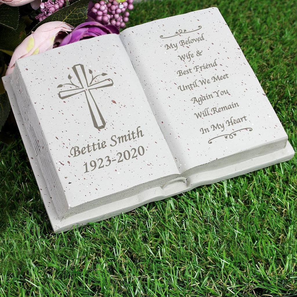 Personalised Cross Memorial Book - Engraved Memories