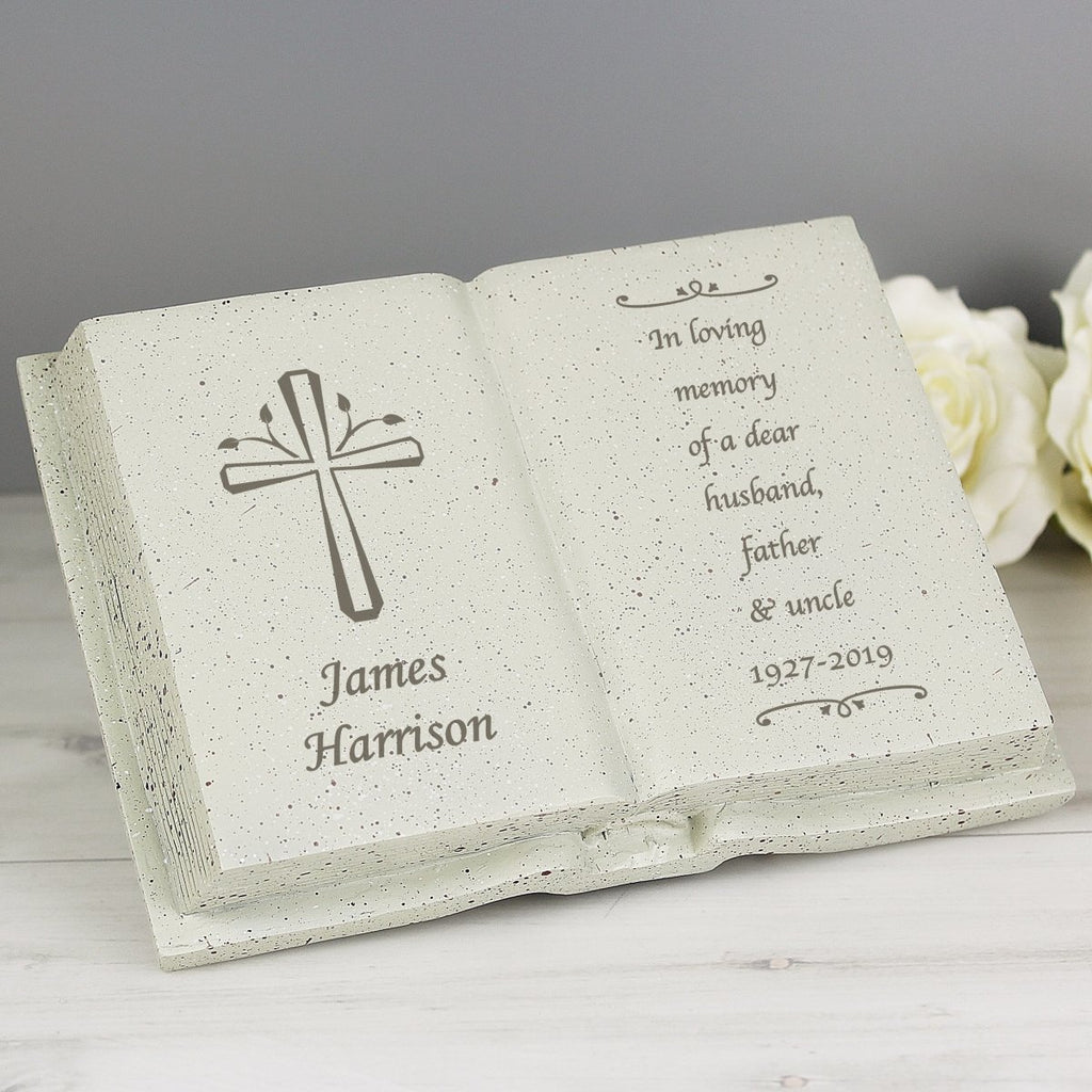 Personalised Cross Memorial Book - Engraved Memories