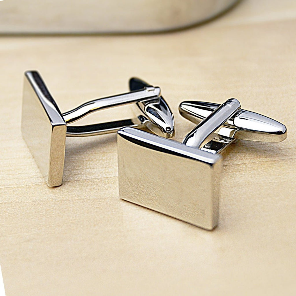 Elegant personalized cufflinks in a chrome case, with professional engraving options