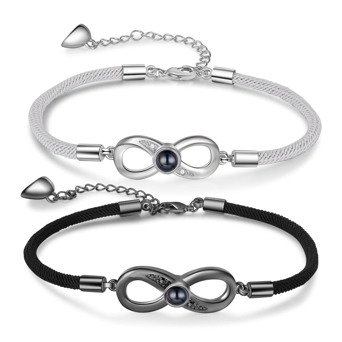 Personalised Custom Infinity Charm Photo Projection Couple Bracelet Engraved Memories